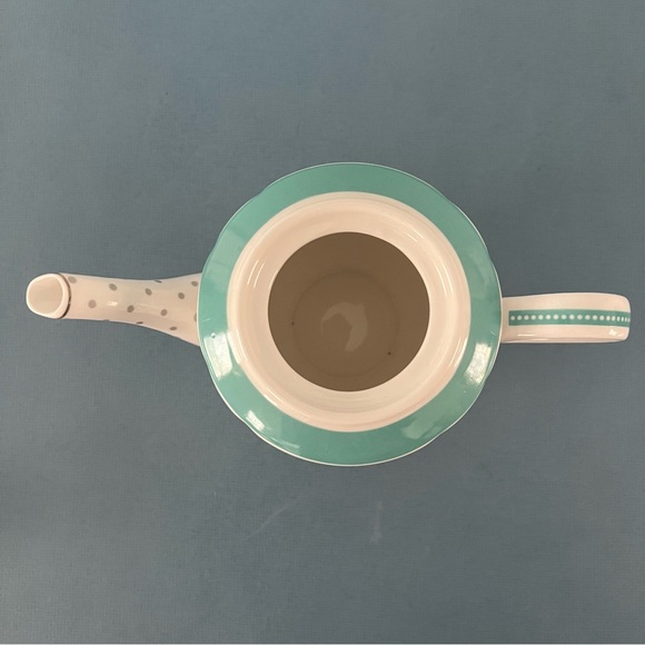 Grace’s Teaware Josephine Aqua Polka Dot Gold Porcelain Teapot - Picture 6 of 8